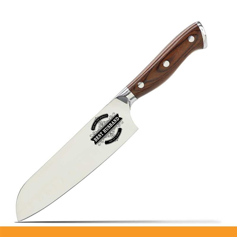Customizable Stainless Steel Kitchen Knife with Laser Engraved Icon