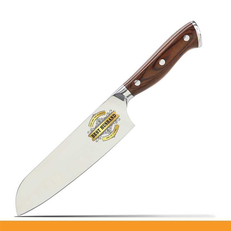 Customizable Stainless Steel Kitchen Knife with Laser Engraved Icon