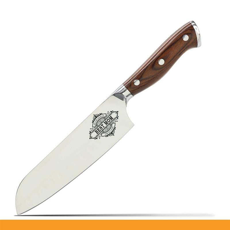Customizable Stainless Steel Kitchen Knife with Laser Engraved Icon