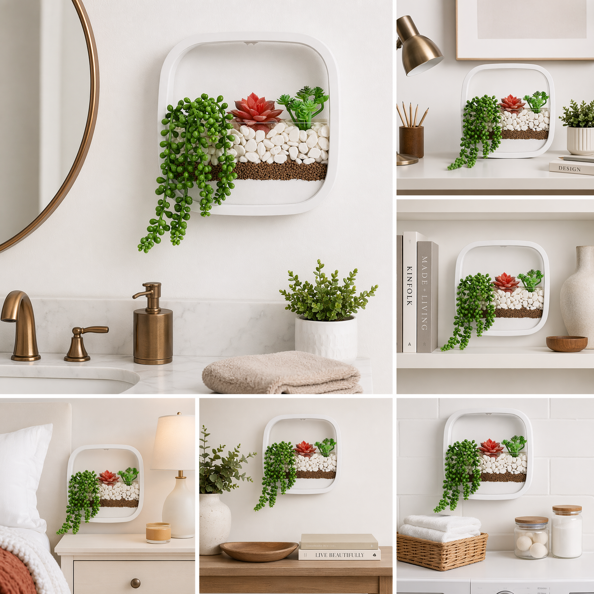 Hanging Decorative Plant Holder - Indoor and Outdoor Wall Planter - White