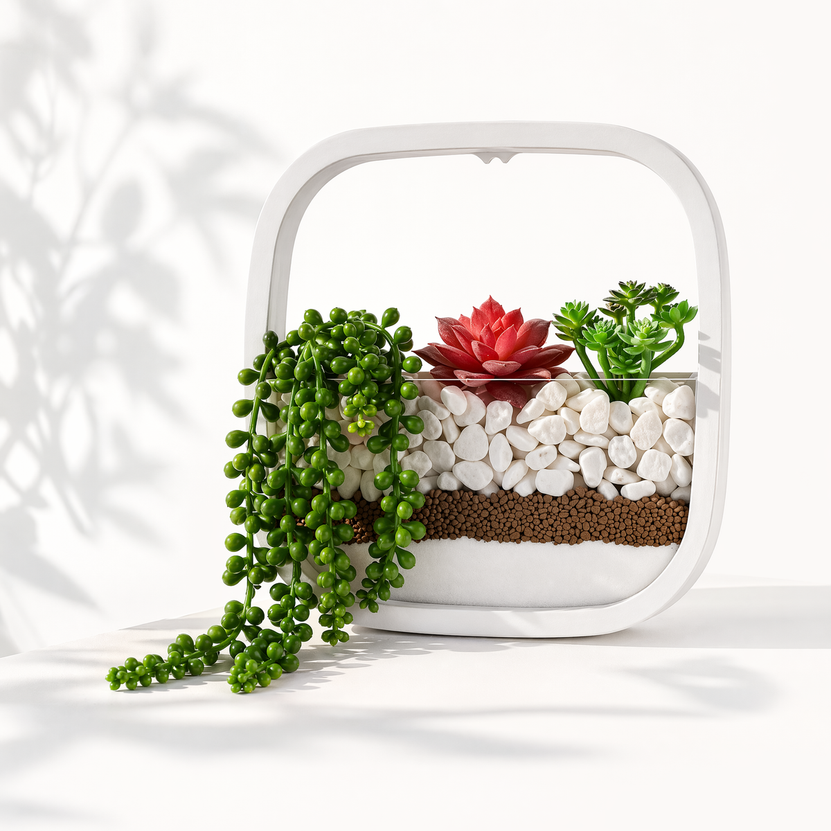 Hanging Decorative Plant Holder - Indoor and Outdoor Wall Planter - White