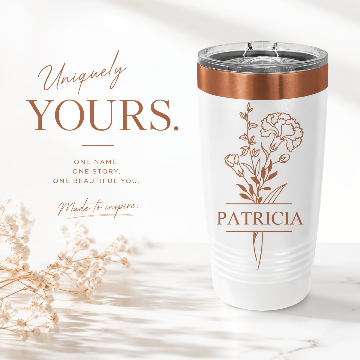 Personalized Tumblers 20oz with Bouquet Design