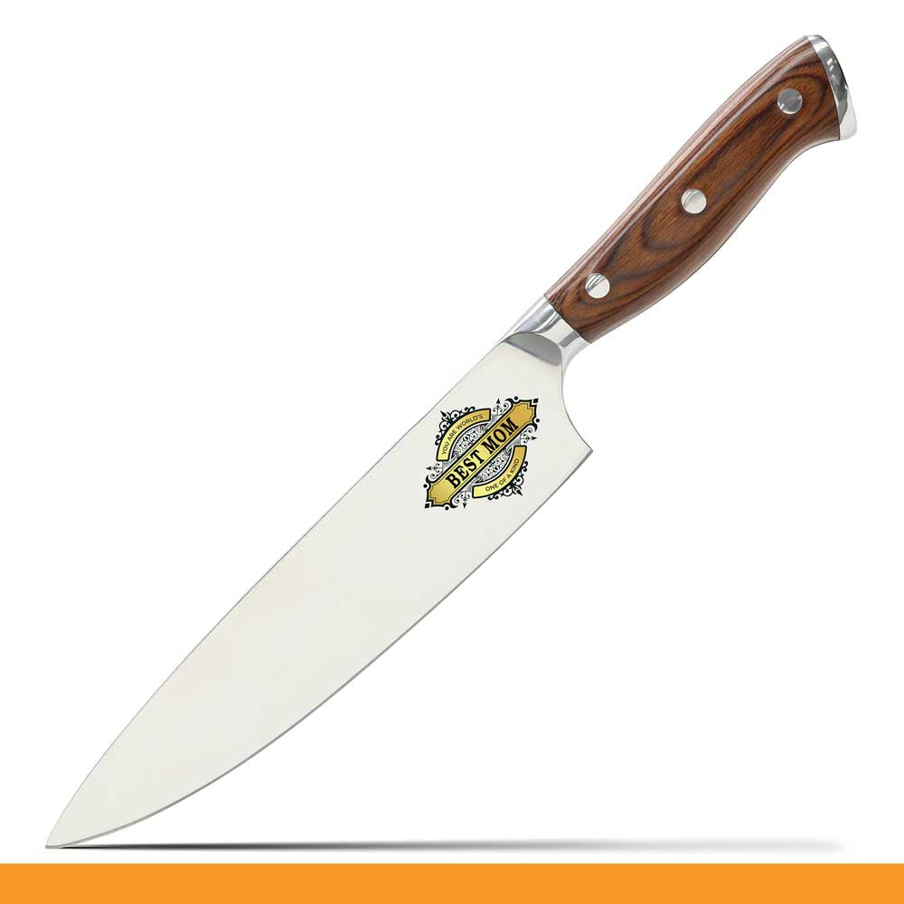 Customizable Stainless Steel Kitchen Knife with Laser Engraved Icon