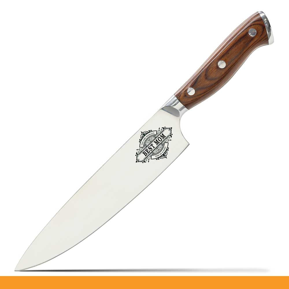 Customizable Stainless Steel Kitchen Knife with Laser Engraved Icon