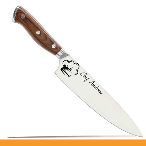 Customizable Stainless Steel Kitchen Knife with Laser Engraved Clipart