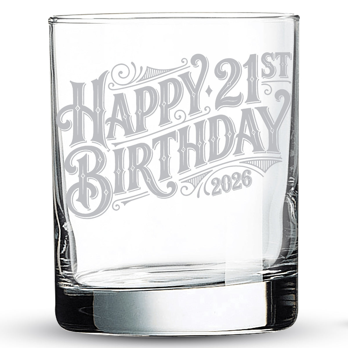 Personalized Whiskey Glass – 2 Design Options Happy Birthday Gift