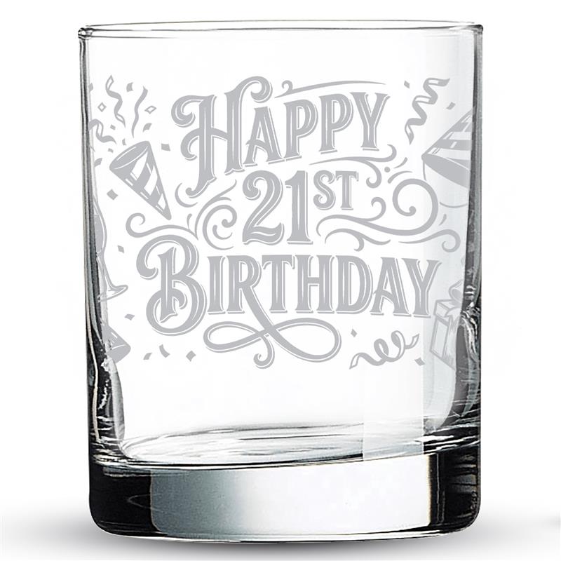 Personalized Whiskey Glass – 2 Design Options Happy Birthday Gift