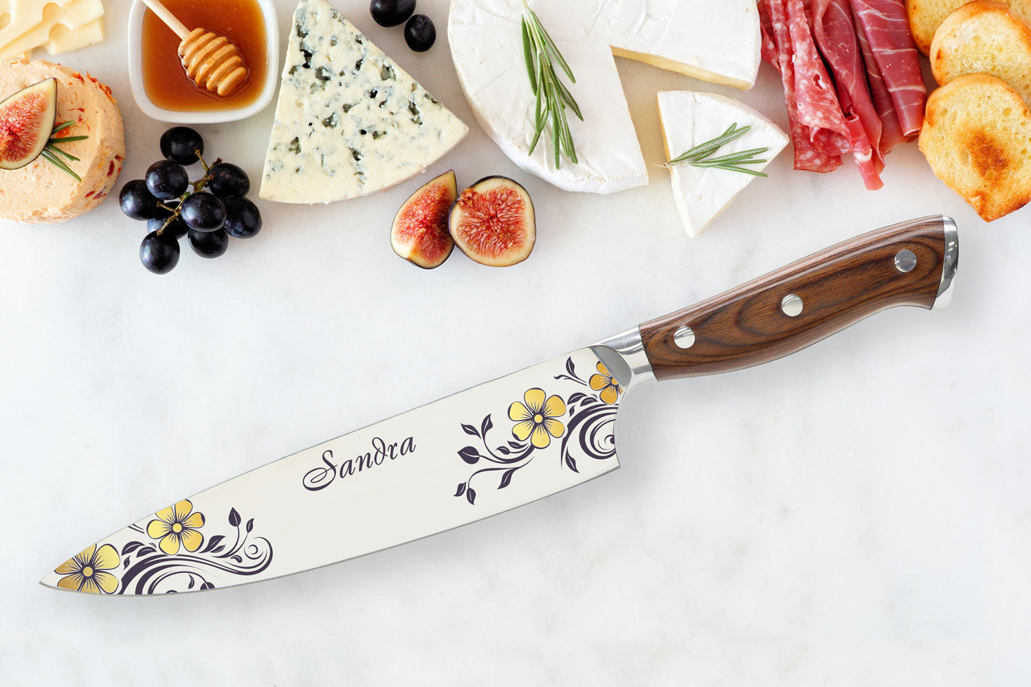 Color Laser Engrave Custom Personalized Chef Knife Design