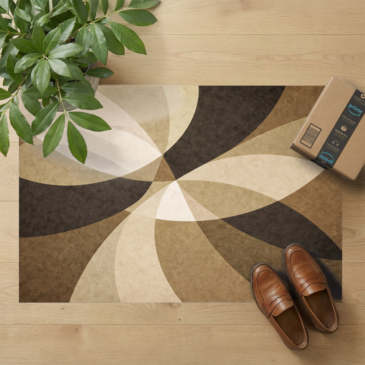 Mustard Twist ultra-thin floor mat in a home setting
