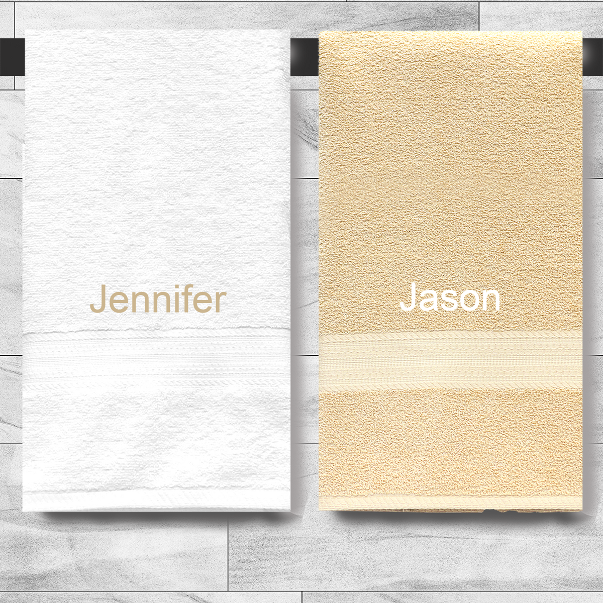 Personalized His & Hers Bath Towel Set – 2 Custom Name Towels | 54" × 27"