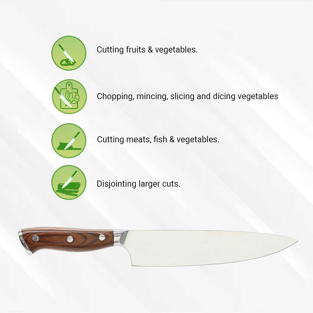 Customizable Stainless Steel Kitchen Knife with Laser Engraved Icon
