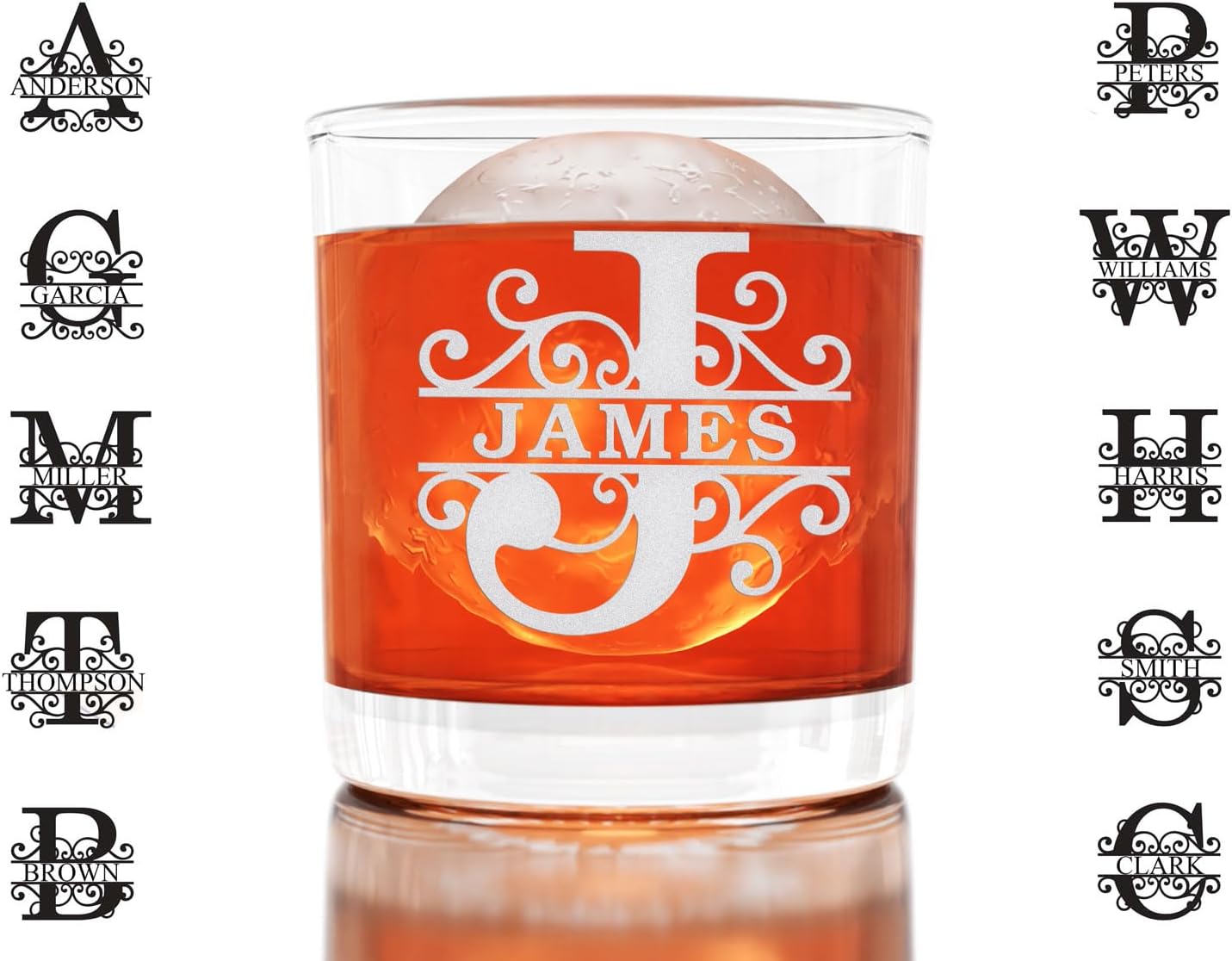 Personalized Monogram Scotch Glasses 11 oz Set Of 4 , Or Single Glass with Free Coasters