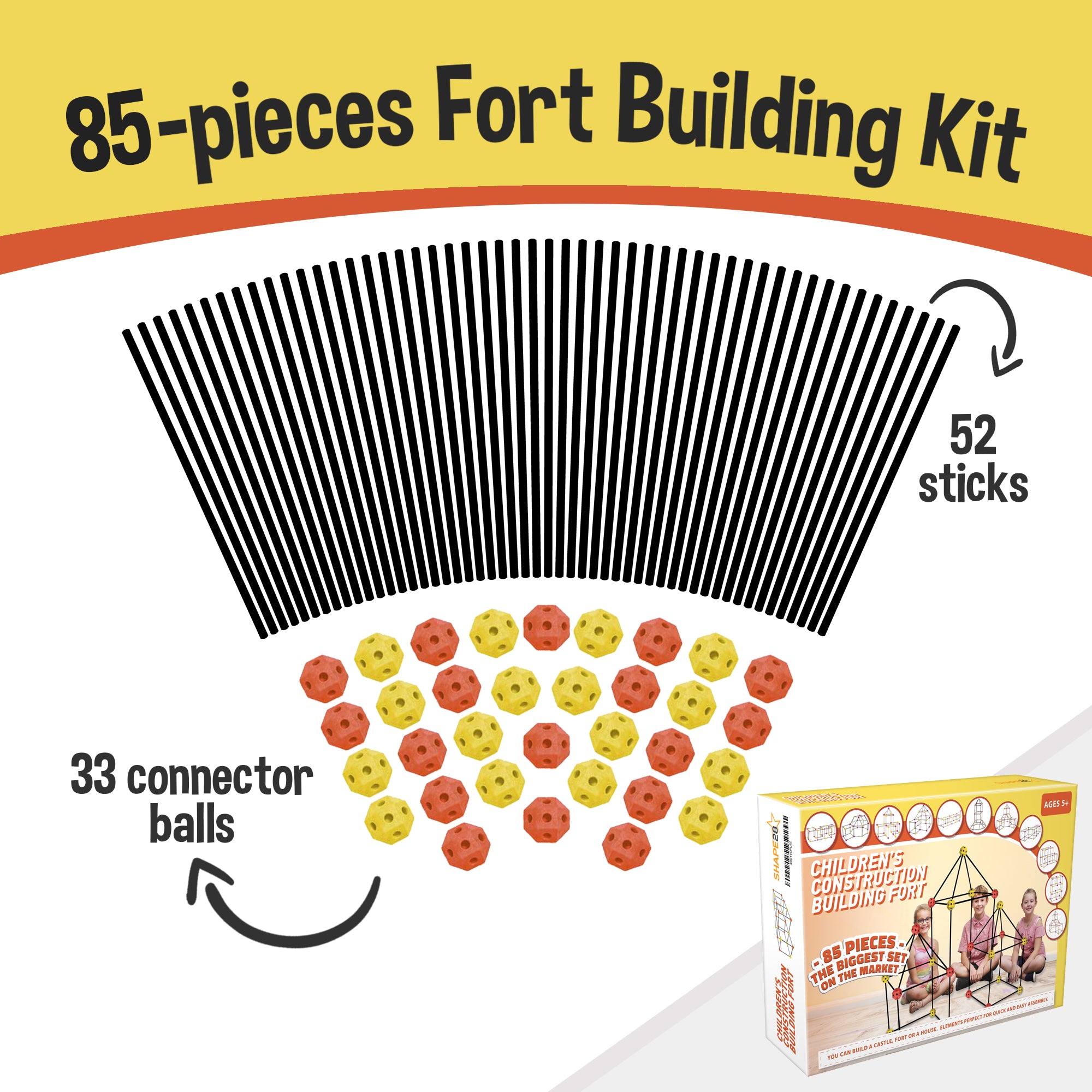 Kids Fort Building Kit 85 Pieces SET - Bundle