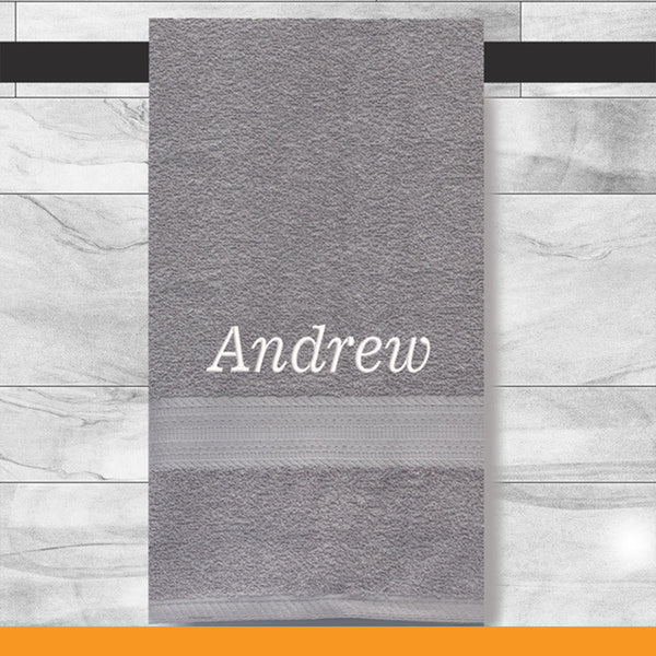 Bathroom Towel with a Custom Embroidered Name - 100% Cotton - Soft and Absorbent