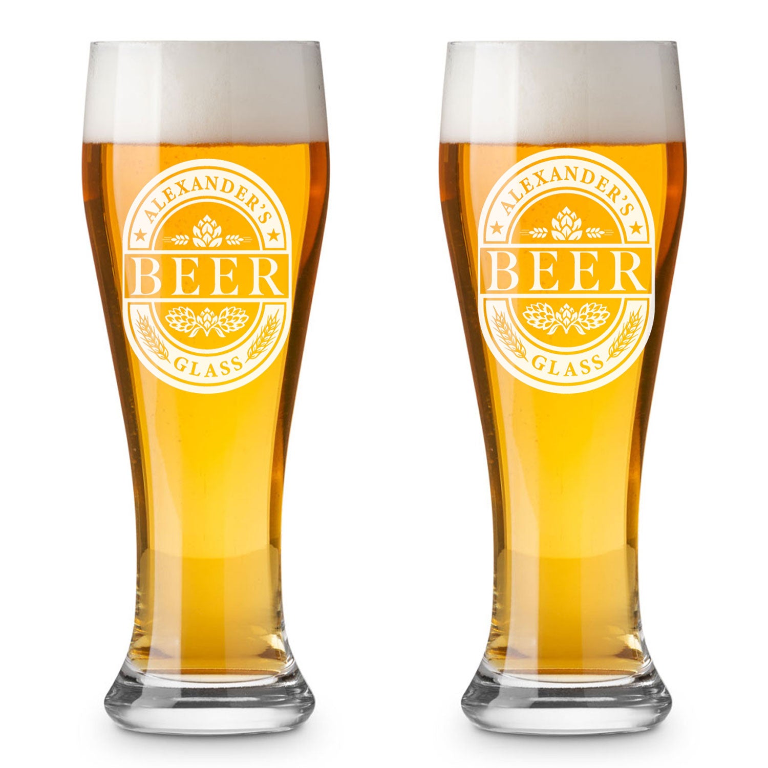 Personalized Beer Glass, Customized Engraved Name, 16 oz