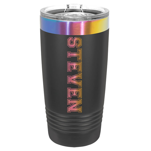 Personalized Tumblers 20 oz with Varsity, Razor Font Designs
