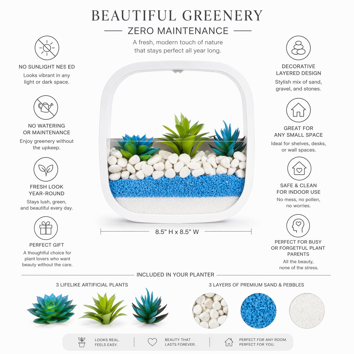 Hanging Decorative Plant Holder - Indoor and Outdoor Wall Planter - White