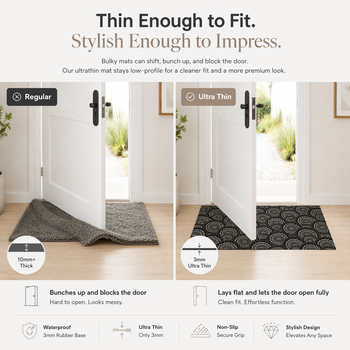 Design 1S low-profile floor mat shown near a doorway