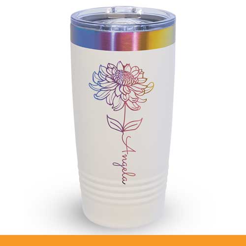 Personalized Tumblers 20 oz with Floral Design