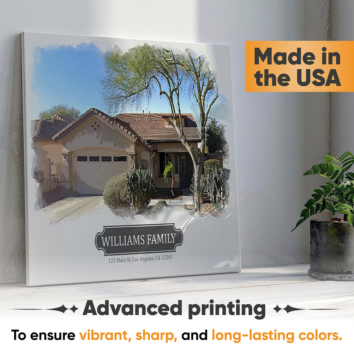 Custom House Canvas Print – Personalized Home Photo with Optional Watercolor or Oil Painting Effect