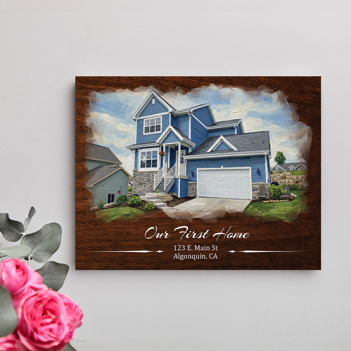 Custom House Canvas Print – Personalized Home Photo with Optional Watercolor or Oil Painting Effect