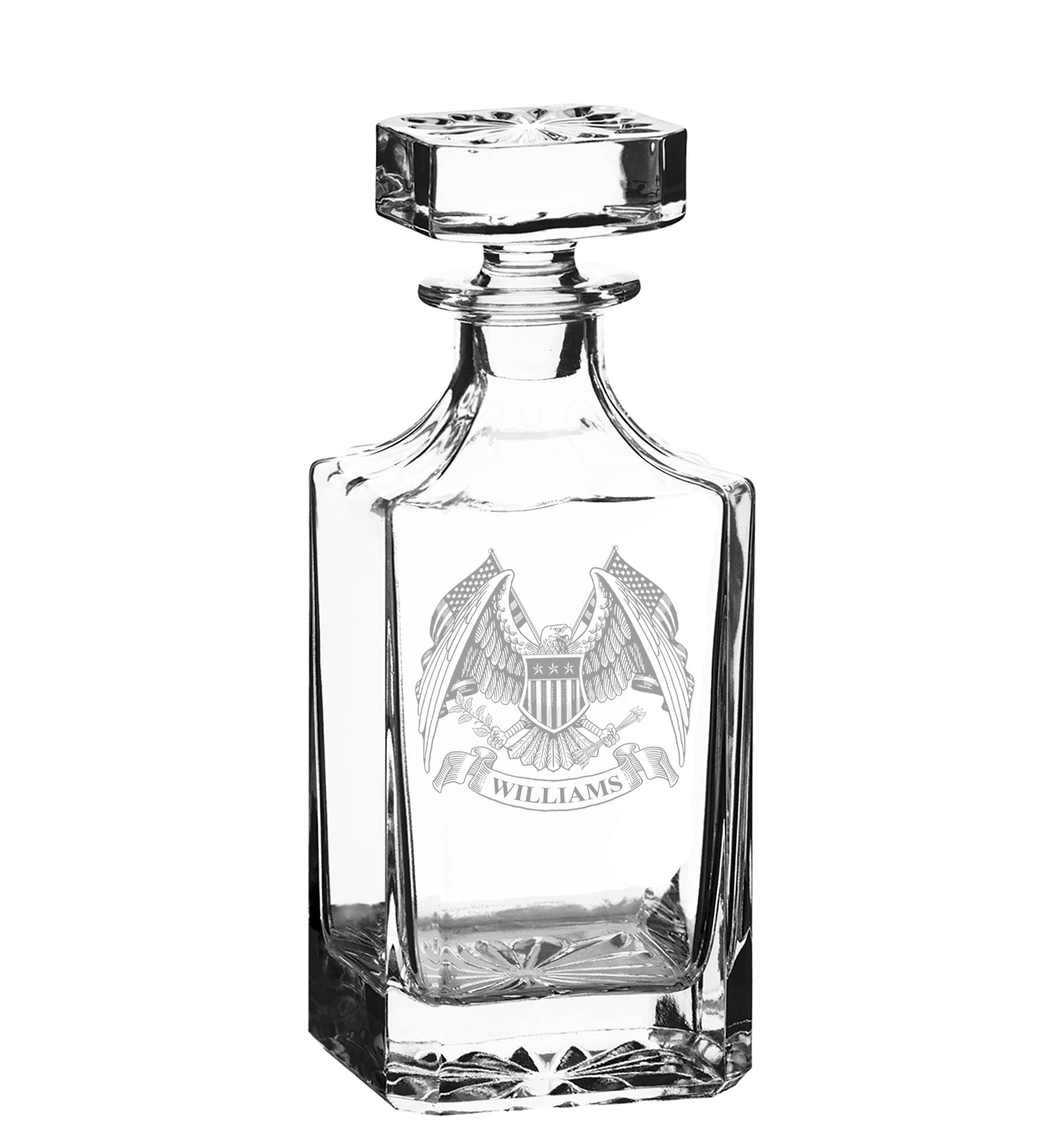 Personalized Monogrammed Patriotic Decanter with Custom Name Engraving