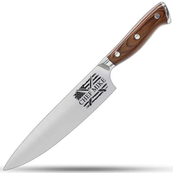 Personalized American Flag Chef Knife – Custom Name Engraved