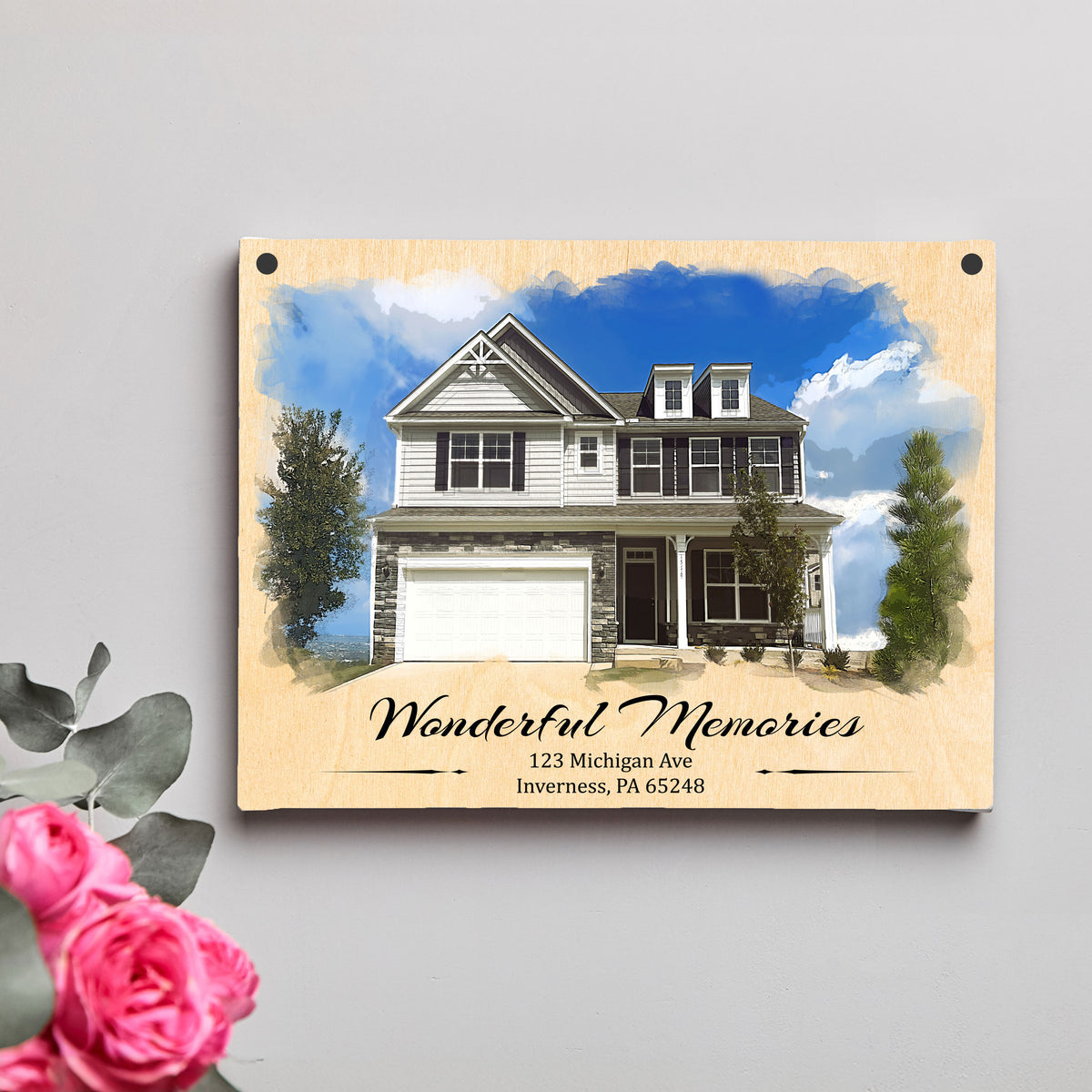 Custom House Canvas Print – Personalized Home Photo with Optional Watercolor or Oil Painting Effect