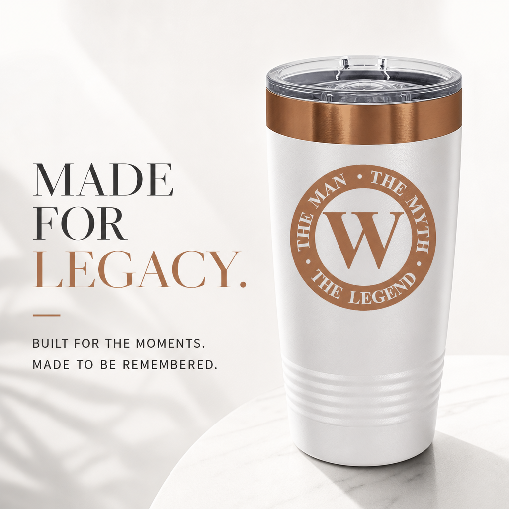 The Man •The Woman• The Myth • The Legend Personalized 20oz Tumbler – Custom Initial Engraved