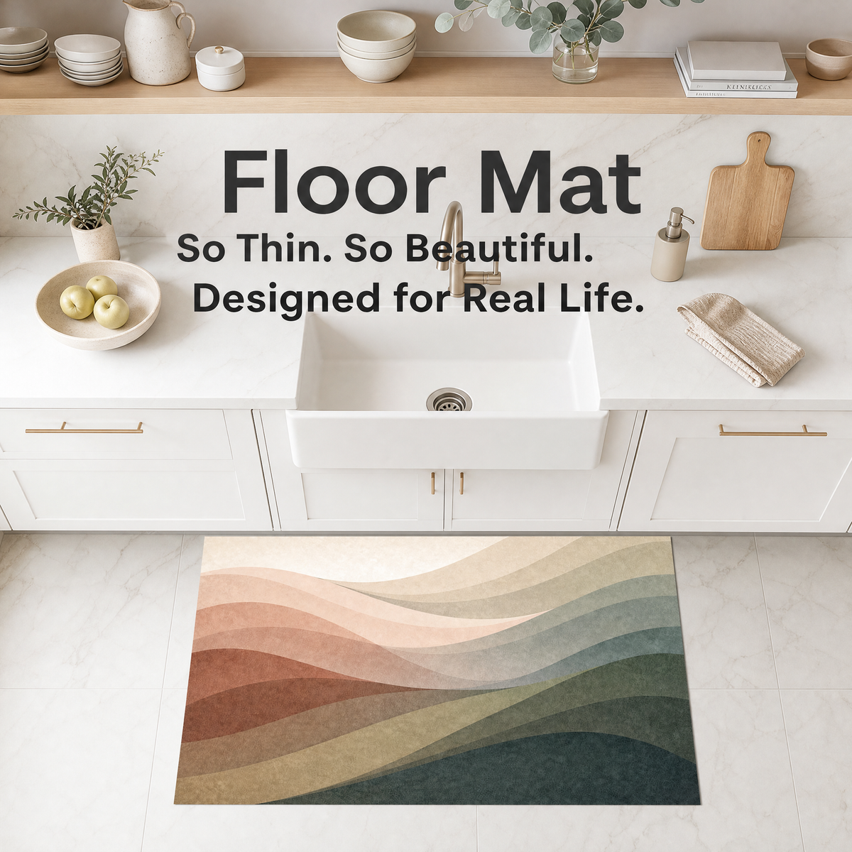 Ultra-Thin Floor Mats 36" x 24" (1/10 Inch Thick)- Design Wave