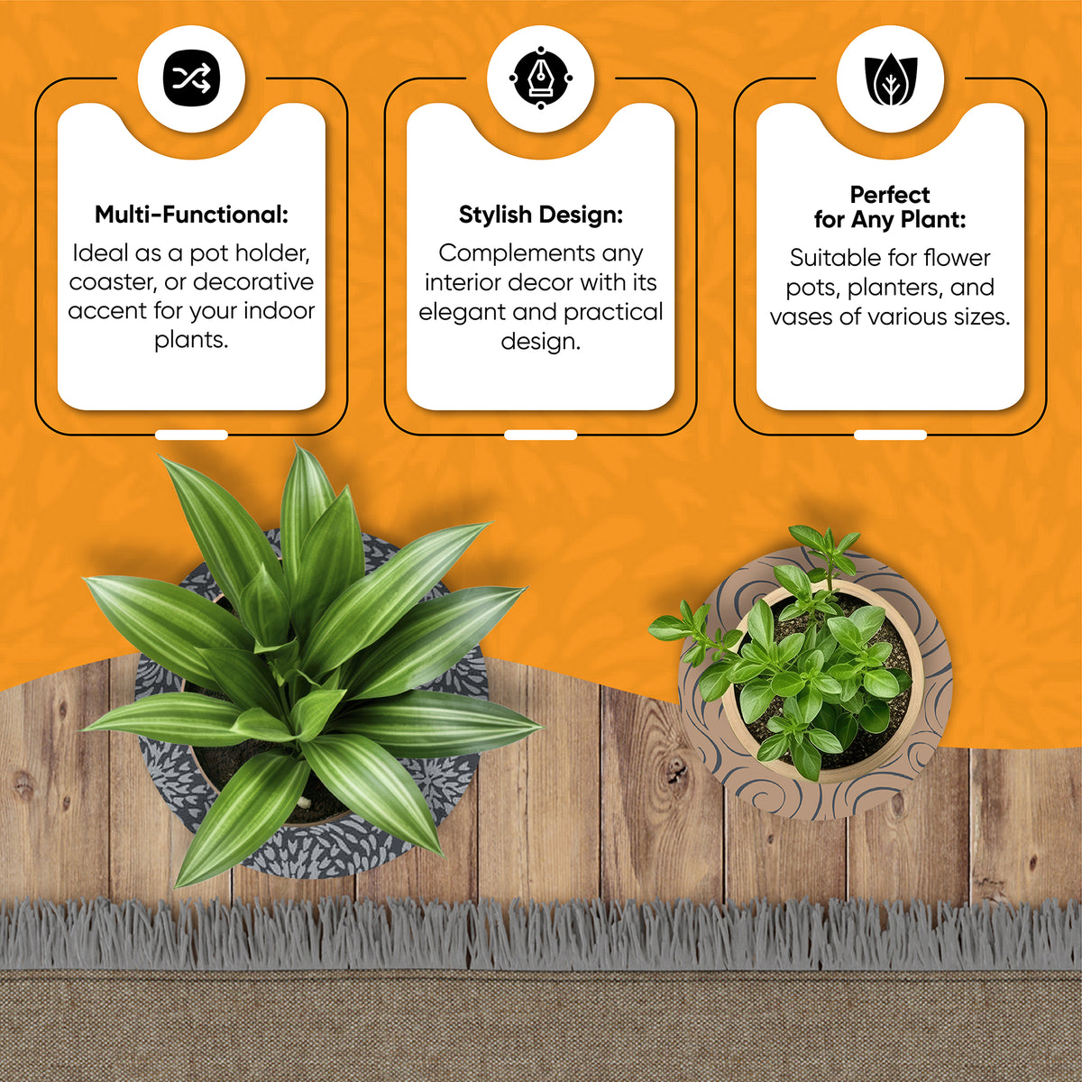 Plant Coasters Set Of Four Multiple Colors and Pattern and Sizes