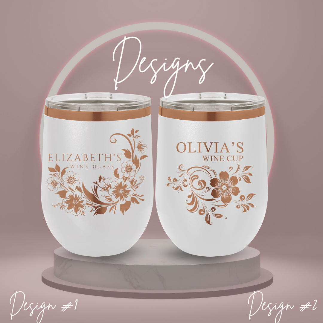 Personalized Wine Tumblers with Lid 12 oz