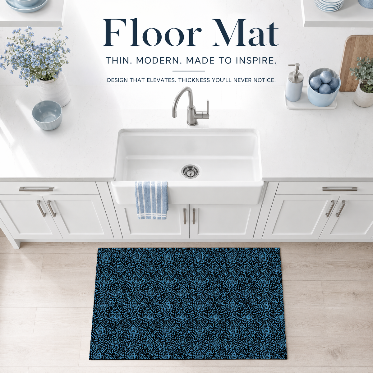 Design 2D ultra-thin floor mat in a kitchen