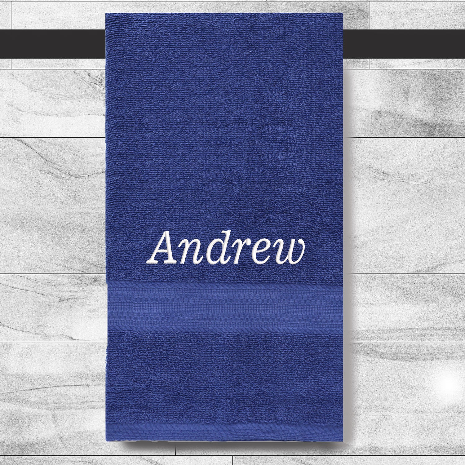 Bathroom Towel with a Custom Embroidered Name - 100% Cotton - Soft and Absorbent