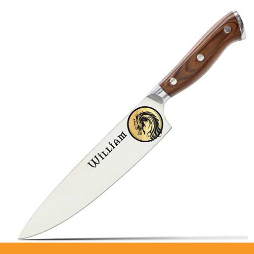 Custom Chef Knife with Dragon Engraving