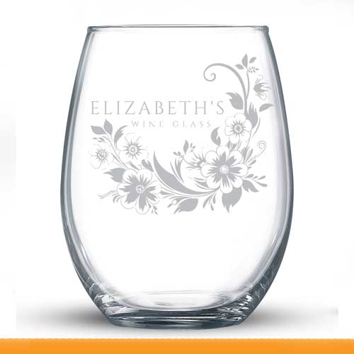 The Blooming Vine – Personalized 15 oz Floral Wine Glass