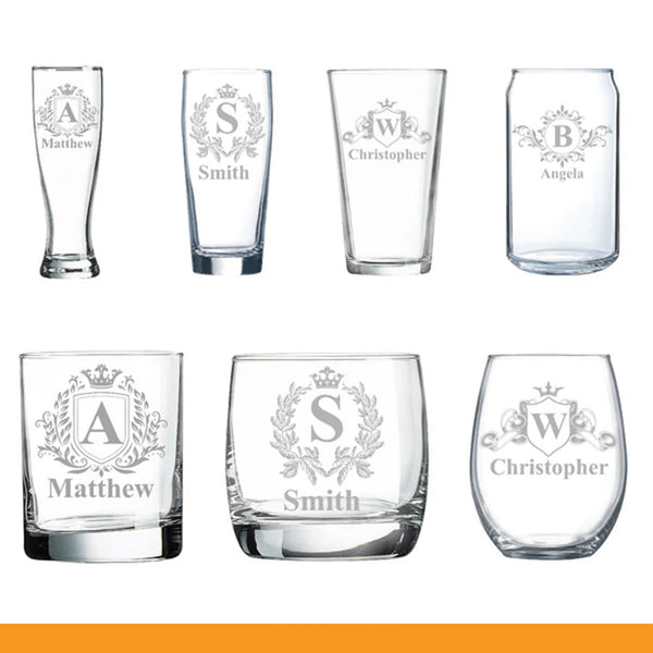 Custom Engraved Royal Glass - Personalized Name, Laser Etched