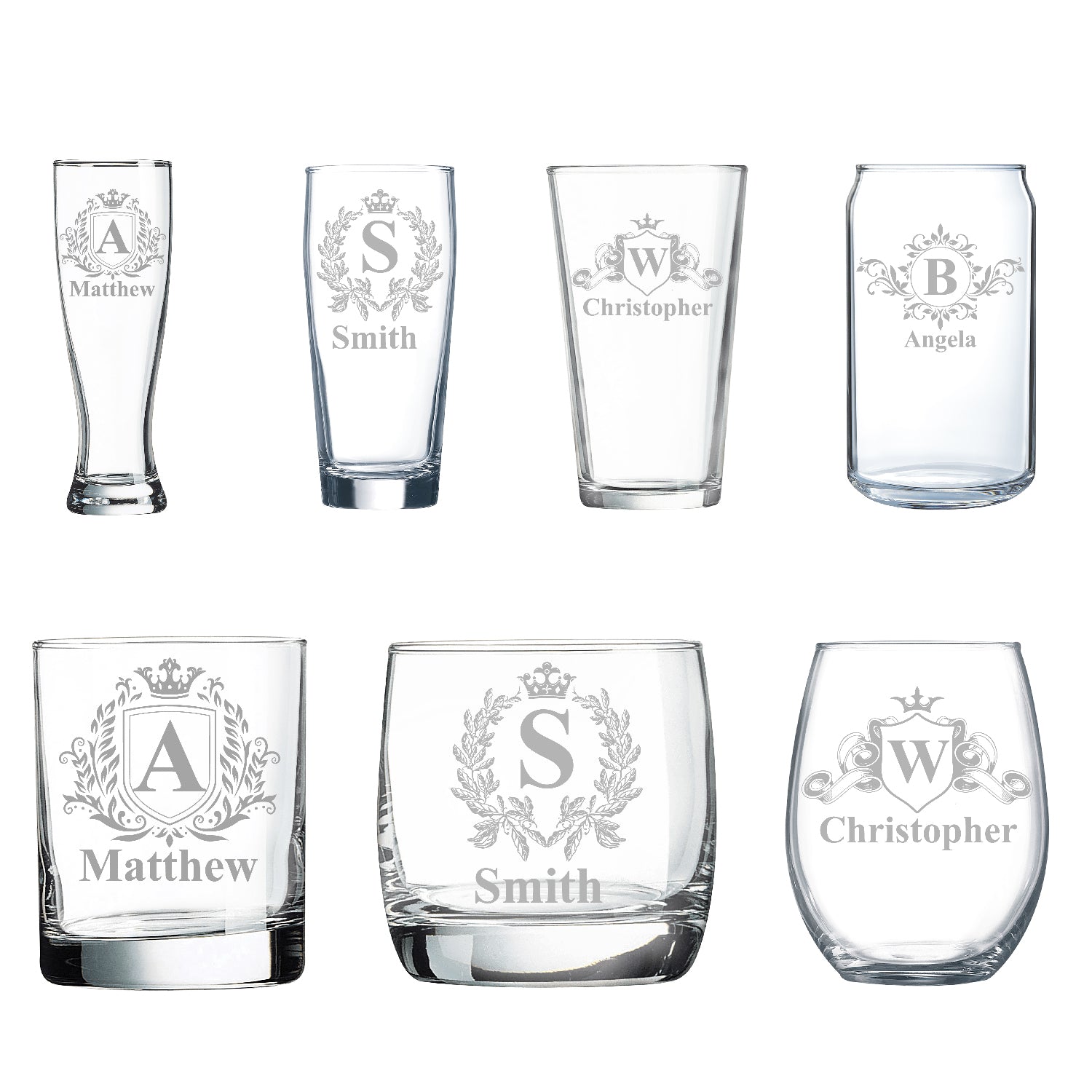 Custom Engraved Royal Glass - Personalized Name, Laser Etched