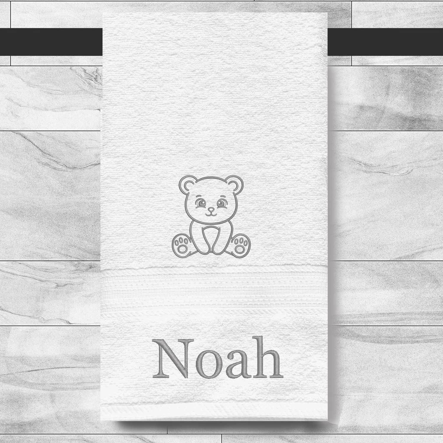 Kids' Personalized Hand Towels with Custom Name and Animal Embroidery