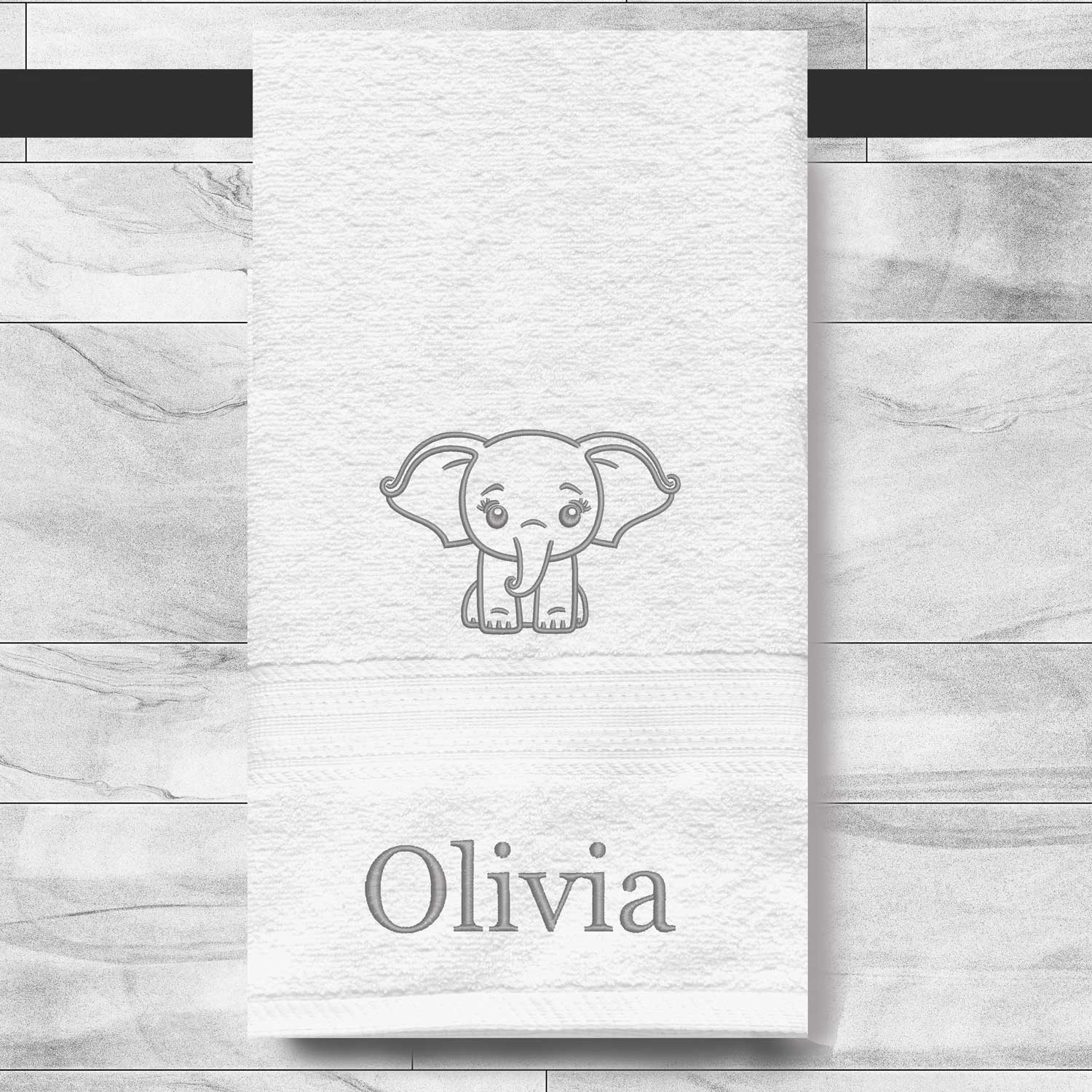 Kids' Personalized Hand Towels with Custom Name and Animal Embroidery