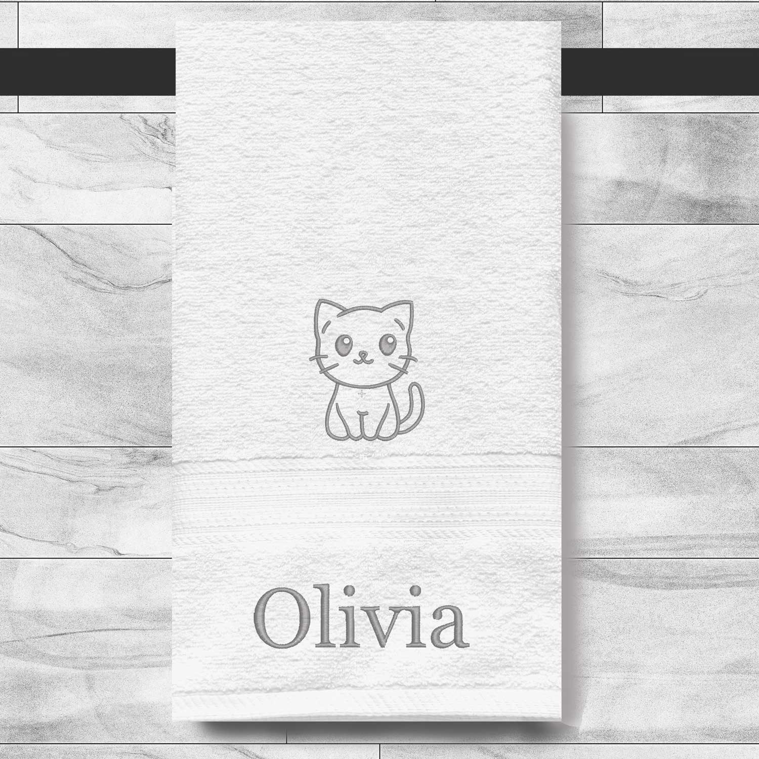 Kids' Personalized Hand Towels with Custom Name and Animal Embroidery