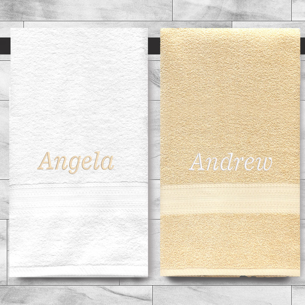 Custom Embroidered Bathroom Towels 100% Cotton  Soft and Absorbent Set Of 2