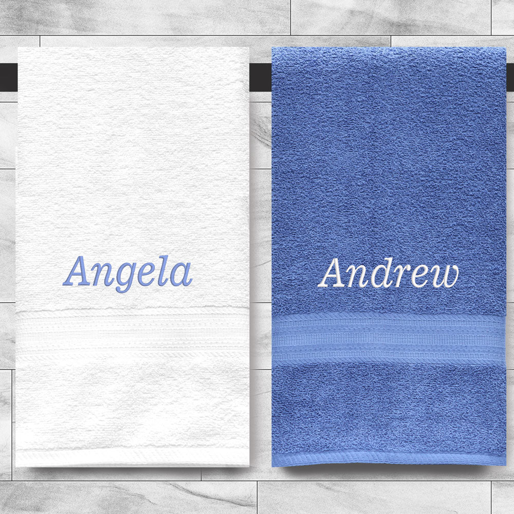 Custom Embroidered Bathroom Towels 100% Cotton  Soft and Absorbent Set Of 2