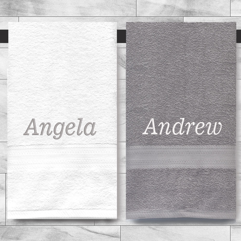 Custom Embroidered Bathroom Towels 100% Cotton  Soft and Absorbent Set Of 2