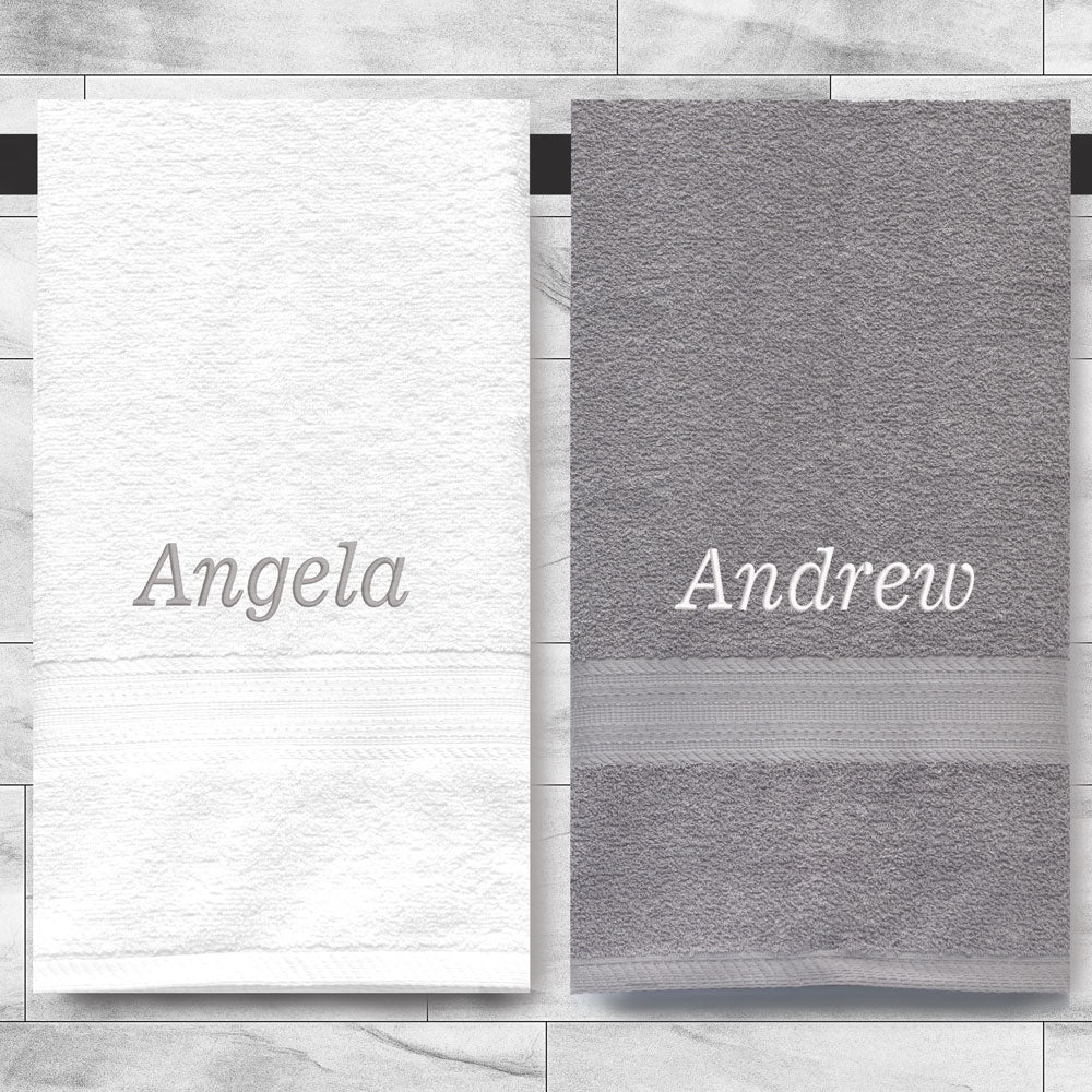 Custom Embroidered Bathroom Towels 100% Cotton  Soft and Absorbent Set Of 2