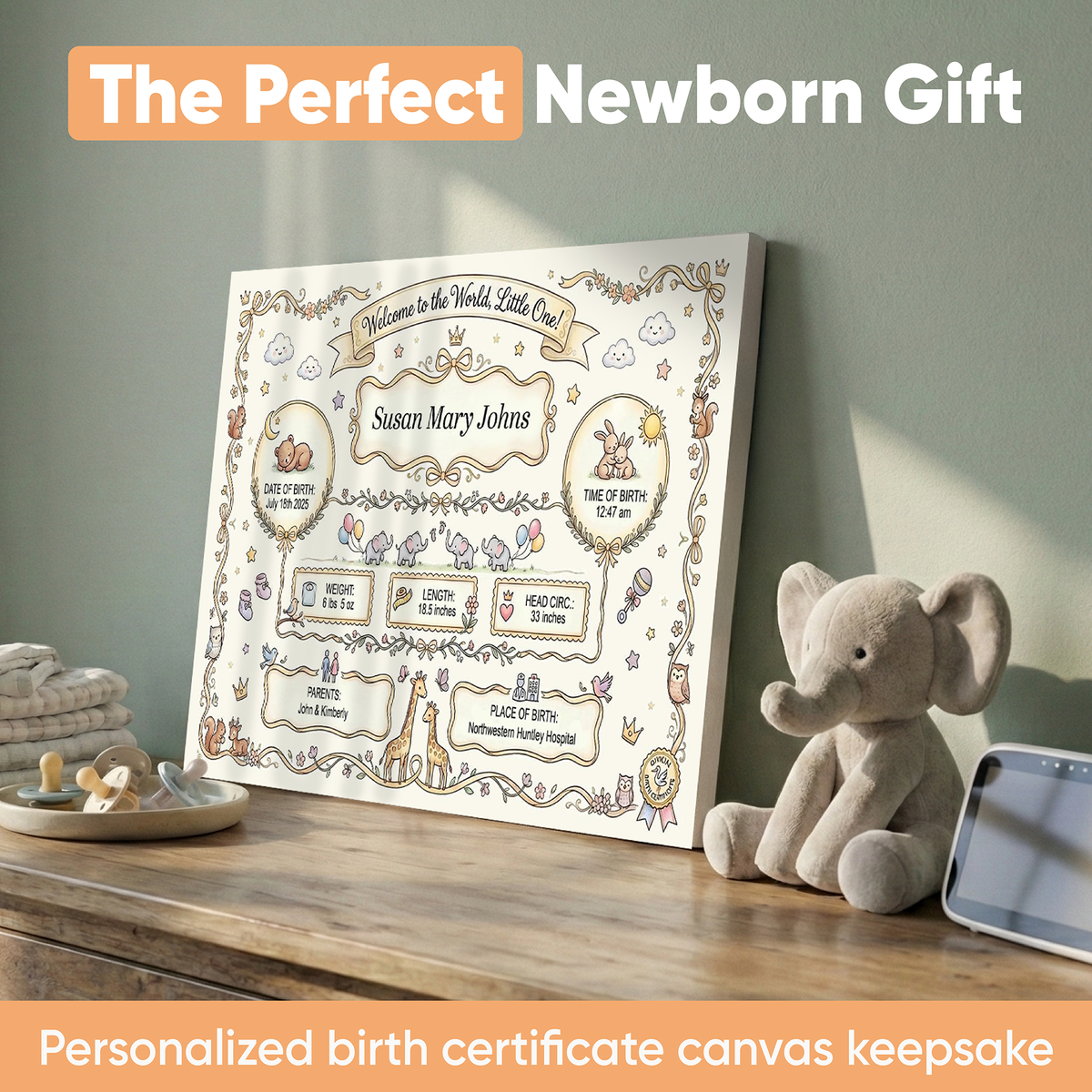 Personalized Birth Certificate Canvas – A Timeless Keepsake