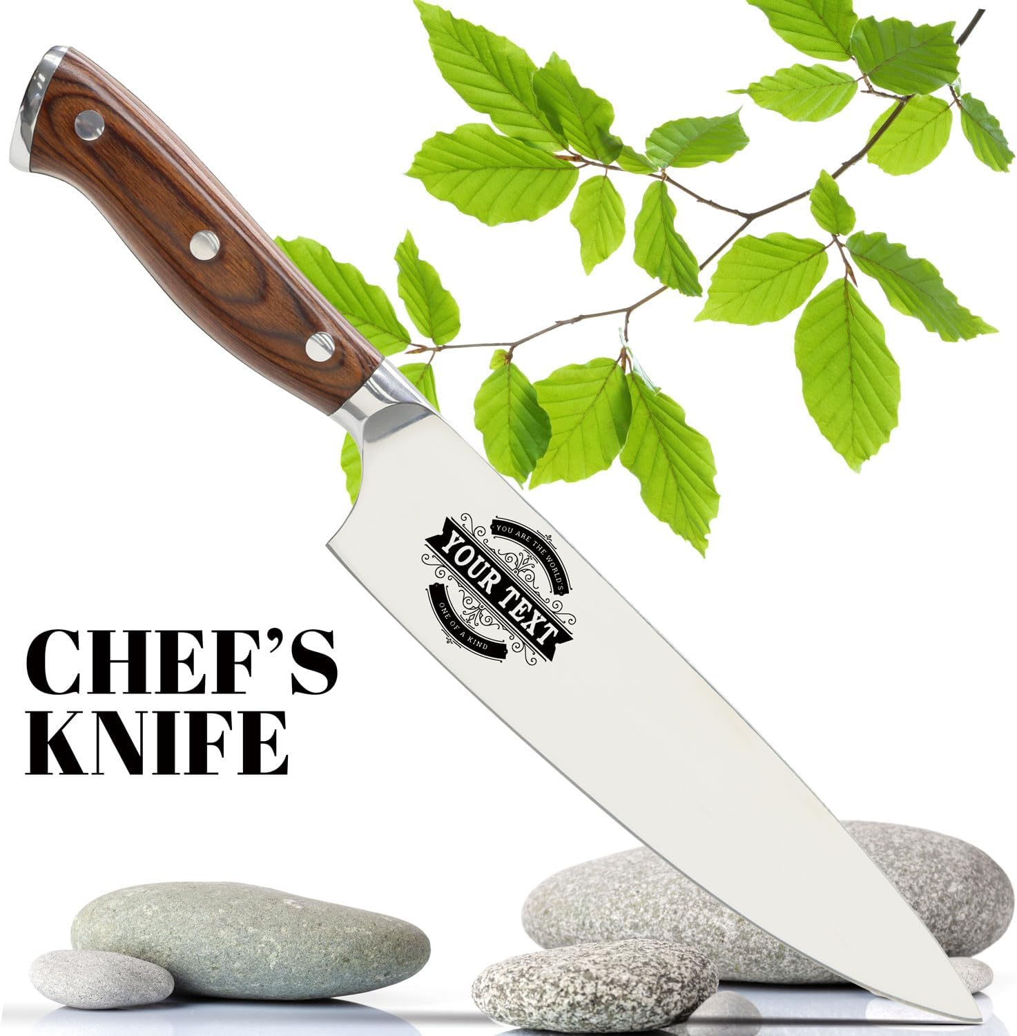 Customizable Stainless Steel Kitchen Knife with Laser Engraved Icon