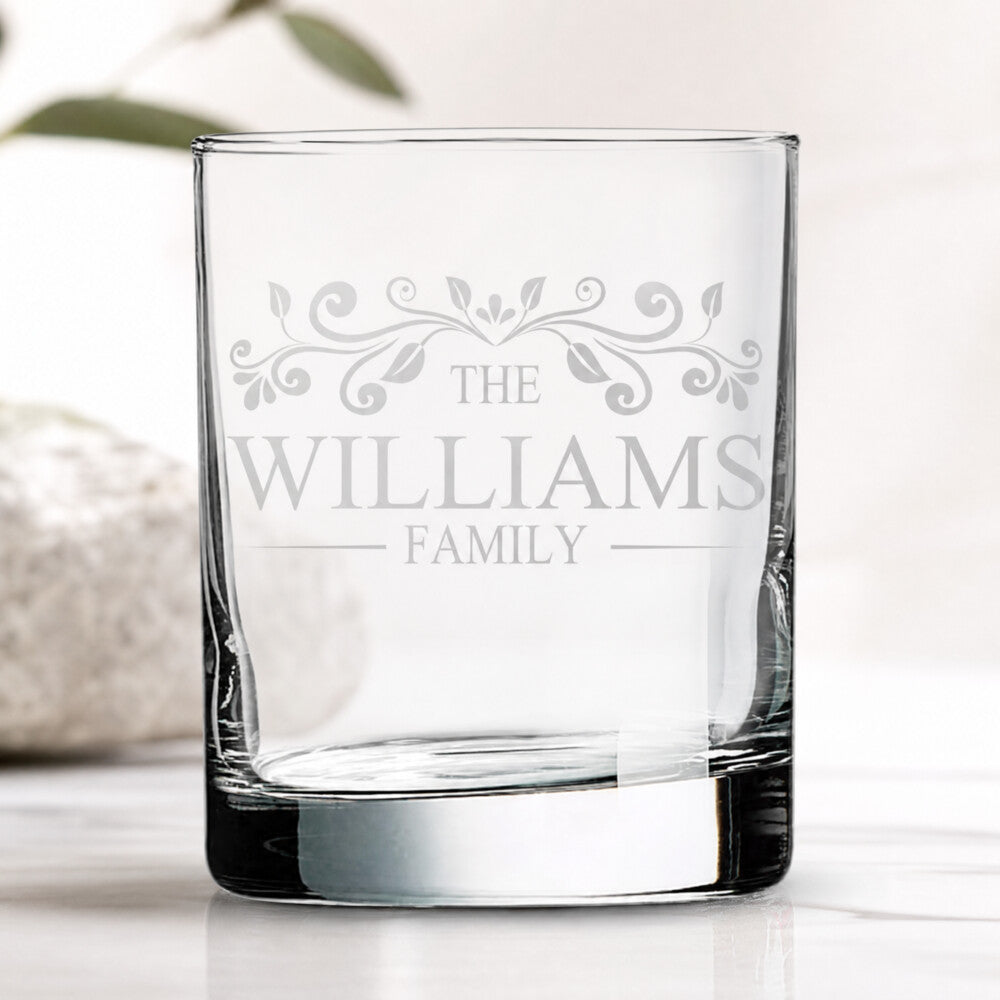 Personalized Monogrammed Glasses with Family Name 11oz