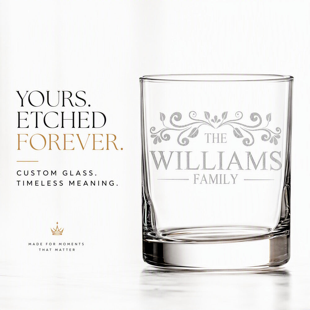 Personalized Monogrammed Glasses with Family Name 11oz