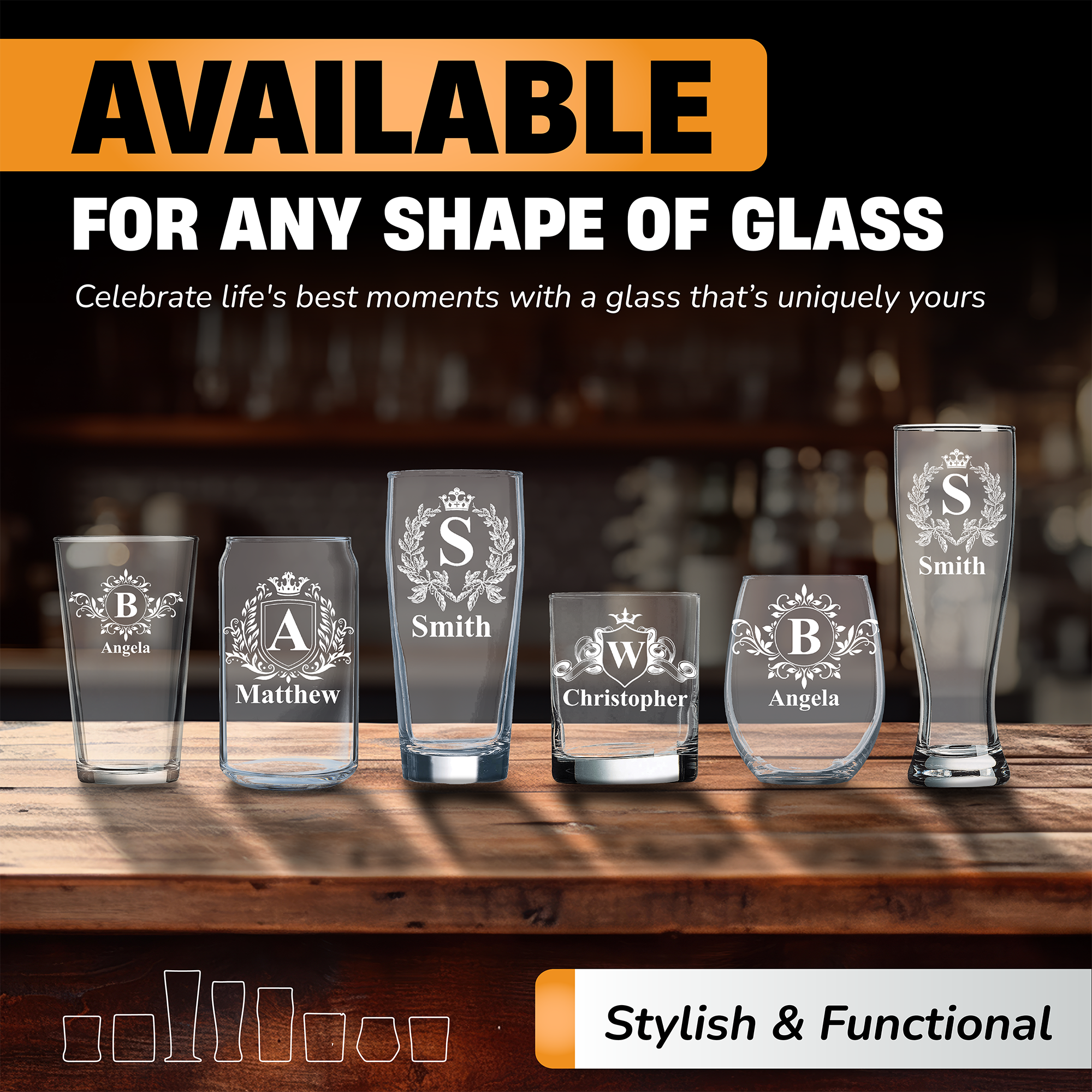 Custom Engraved Royal Glass - Personalized Name, Laser Etched